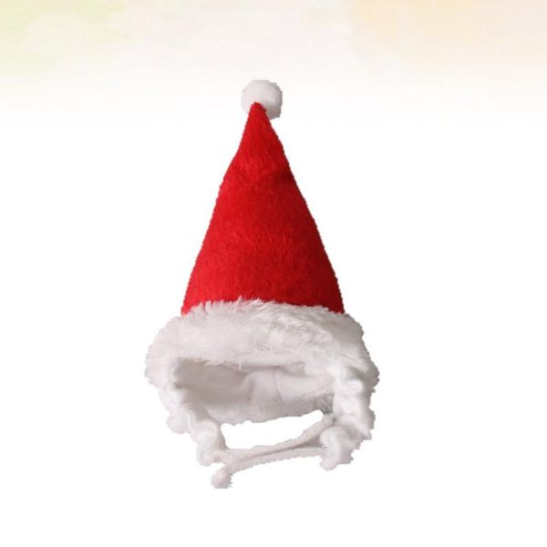 

solid red colored christmas hat cap plush ball headwear costume outfits hair grooming accessories for dog cat pet hamster apparel