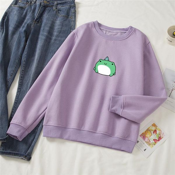 

women's hoodies & sweatshirts autumn winter cute frog hoodie oversized cotton sweatshirt women men harajuku warm hooded pullover womens, Black