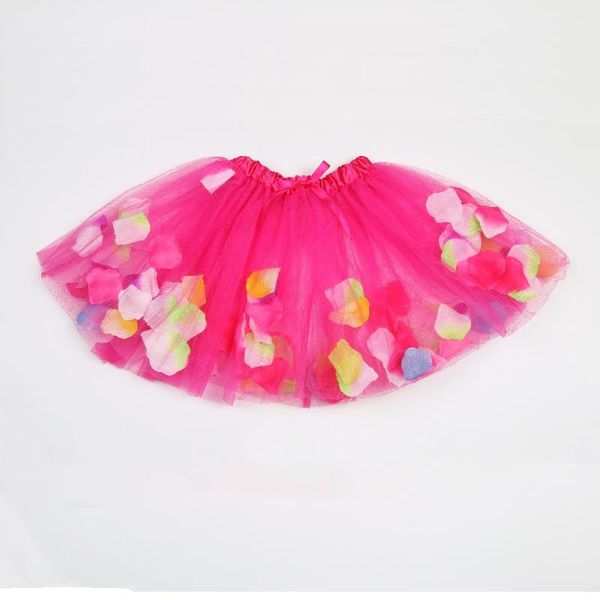 

skirts fashion children girl tutu skirt with petal rainbow for kids girls ballet dance party tutus fluffy pettiskirt colorful gift, Blue