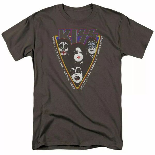 

kiss strutter t shirt mens licensed rock band tee charcoal, White;black