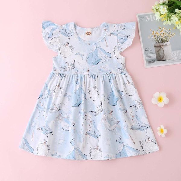 

girl's dresses summer dress solid color toddler girl clothes print flower ruffle children for women 2021 vestido floral, Red;yellow