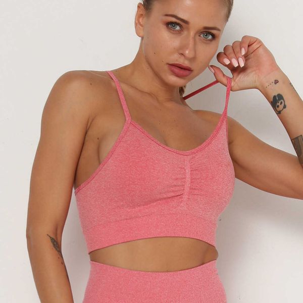 

selling 10 color seamless knitting yoga fitness suit sports underwear hip bra female, Red;black