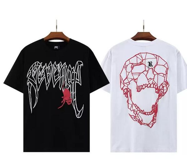 

black white spider revenge t shirts men women skull print on the back tees t-shirt clothing, White;black