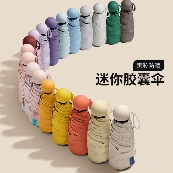 

umbrellas umbrella black glue sunscreen folding portable sunshade mini