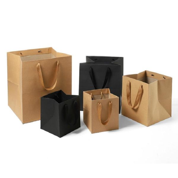 

gift wrap 1 piece of 4 size beautiful square kraft paper bag with handle suitable for wedding party fashionable clothes diy multifun