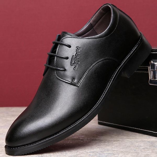 

dress shoes brand 2021 men's quality cowhide leather british business extra size 39-44 soft man split, Black