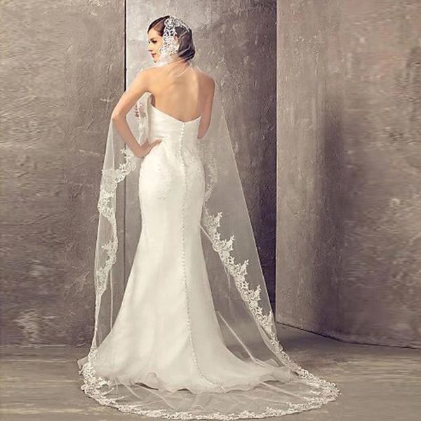 

bridal veils ivory wedding veil 2021 lace cathedral accessories white 2.7 m long voile marriage with comb, Black