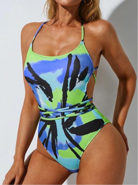 

one-piece suits ribbed backless bathing suit women one piece swimsuit halter bikini brazilian swimwear push up swim beachwear monokini
