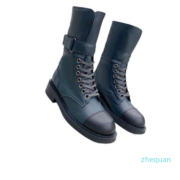 

designer boots women knight shoes lace-up black leather stitching grosgrain brand english letters fashion all-match casual rois martin 4451
