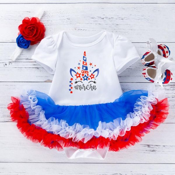

baby girl clothes born my first 4th of july day costume roupa tutu rompers girls dress infant lace 3pcs clothing set jumpsuits, Blue