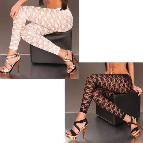 

women's leggings fashion lace transparent legging 3s8224, Black