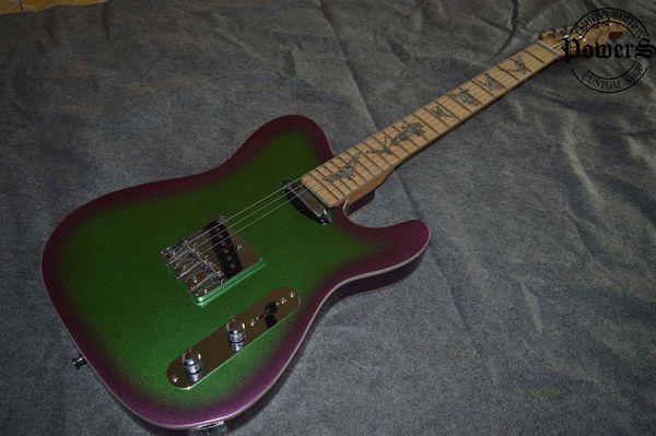 

metal green telecaster electric guitar body basswood neck maple inlays bat acrylic professional color as p
