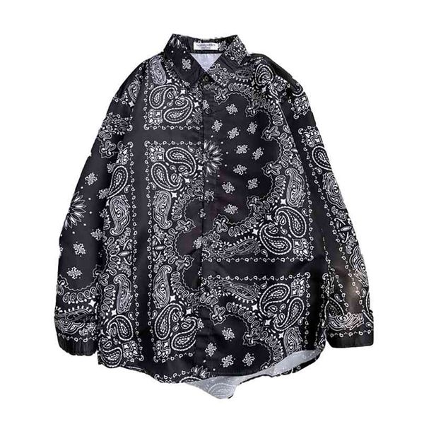 

summer men's oversize shirt bandana shirts paisley harajuku hip hop long sleeve clothing hawaii spring 210626, White;black