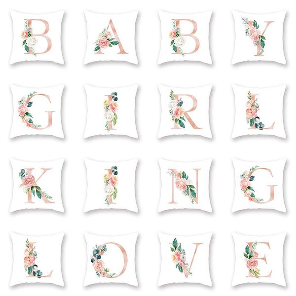 

pillow case selling cover watercolor pink flower letter luxury printing square zippered sham personalized pillowcase