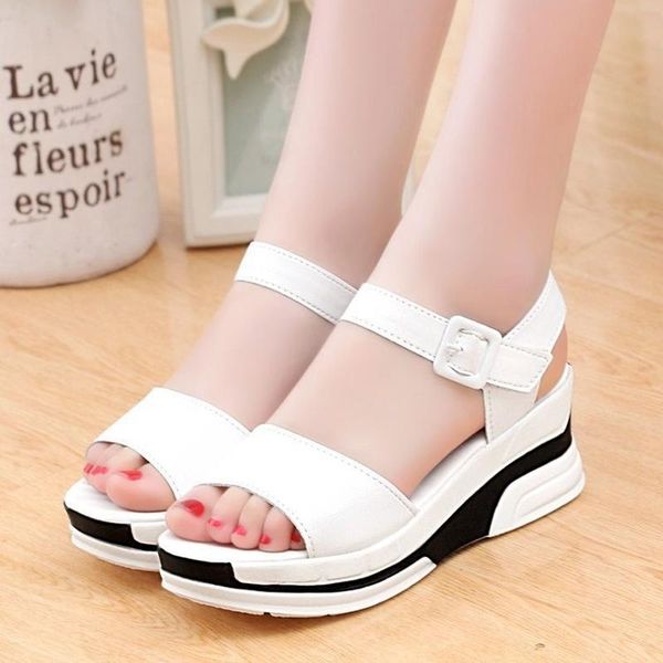 

summer women's shoes fashion thick bottom sponge cake fish mouth sandals solid color slippers, Black