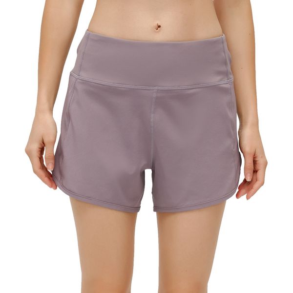 

l092 high-rise sports shorts women yoga pants with back zipper pocket running short pants quick-dry breathable casual sweatpants