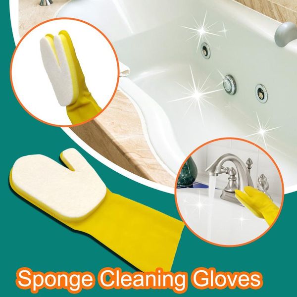 

disposable gloves 2pc dishwashing cleaning magic silicone rubber sponge glove household scrubber kitchen clean tools kitchen#g30
