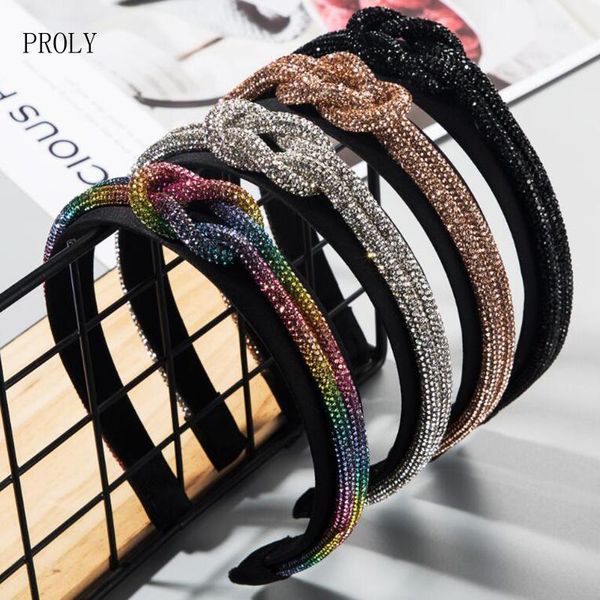 

2021 women headband classic rhinestone chain cross knot hair band baroque luxury accessories1