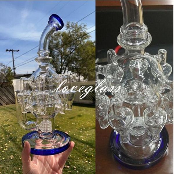 11,8 дюйма Klein Recycler Dab Rigs Уникальные кальяны для курящей трубы Bong Feb яичная вода Bongs Percolator