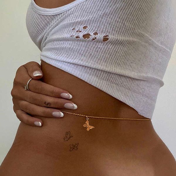 

body jewelry rhinestone tennis waist chain for women beach charm bikini belly chain butterfly waist chain belt p0811, Silver