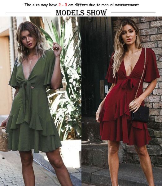 

street style dresses 031612 flounce sleeve v neck satin wrap women summer solid belted mini es ladies ruffle hem h1v3, Black;pink