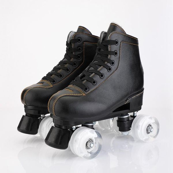 

classic white pink high-quad roller skates 4 wheels real leather aluminum plate brush the street and ride hardness85a inline &