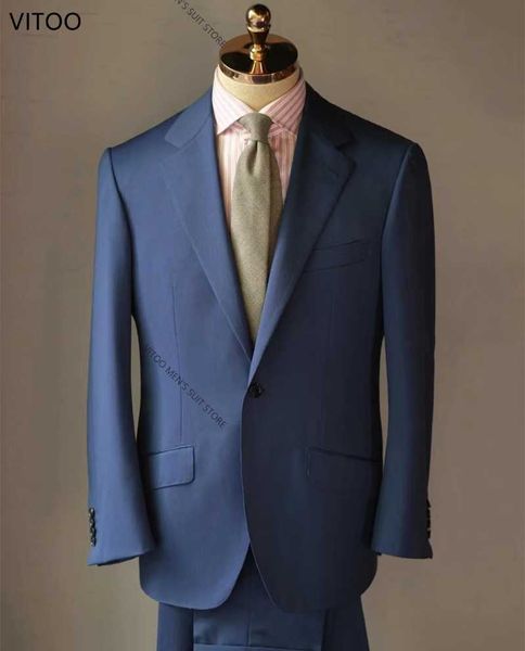 

men's suits & blazers 2pcs navy blue formal business tuxedos peaked lapel double breasted slim fit groomsmen wedding dress jacket pant, White;black