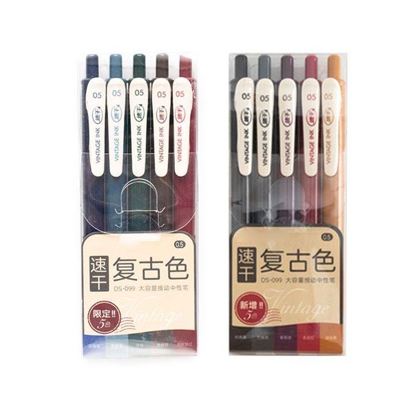 

gel pens 5pcs retro 0.5mm thin point quick drying neutral marker clip pen school 19qa