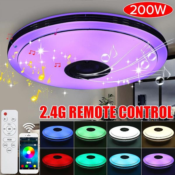 

ceiling lights 200w rgb dimmable music led lamp 2.4g remote&app control light for home bluetooth speaker lighting fixture