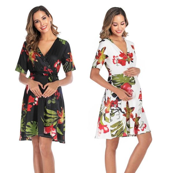 

maternity dresses for po shoot pregnant dress women summer plus size pregnancy clothes, White