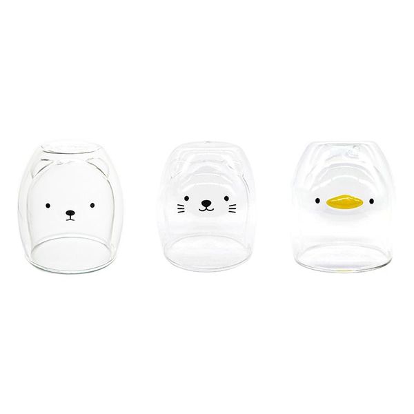 

mugs double-layer coffee cup glass and mug cute animal tumbler handmade line child girl