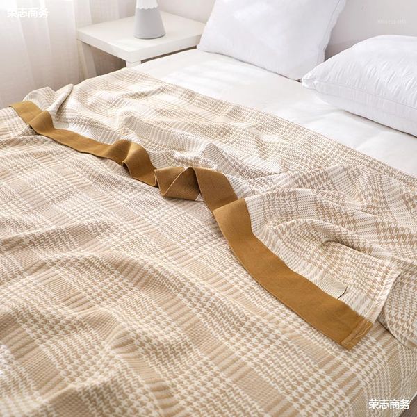 

leisure bamboo cotton sofa blanket towel quilt cool gauze summer air conditioning double blankets1