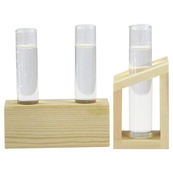 

vases deskglass vase wall hanging transparent planter with 2 test tubes and wooden stand rack home office decoration