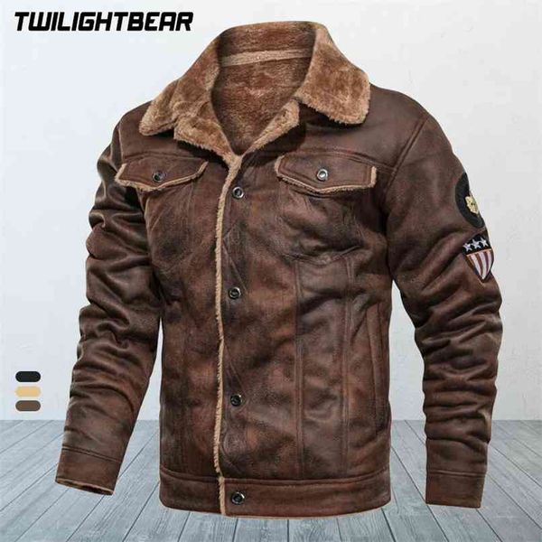 Winter Herren Pelz Lederjacke Mantel Männlich Retro Wildleder Streetwear Verdicken Bomber Männer Marke Biker AYH01 210923