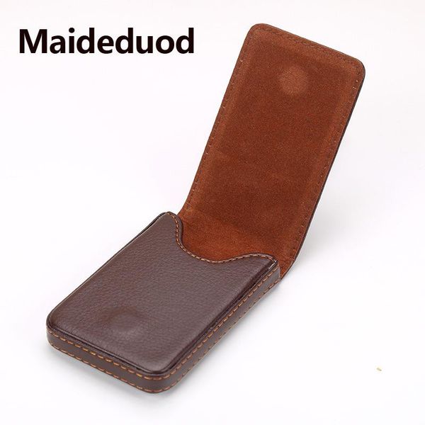 

card holders maideduod pu leather men's business holder portable id case for women metal black coffee, Brown;gray