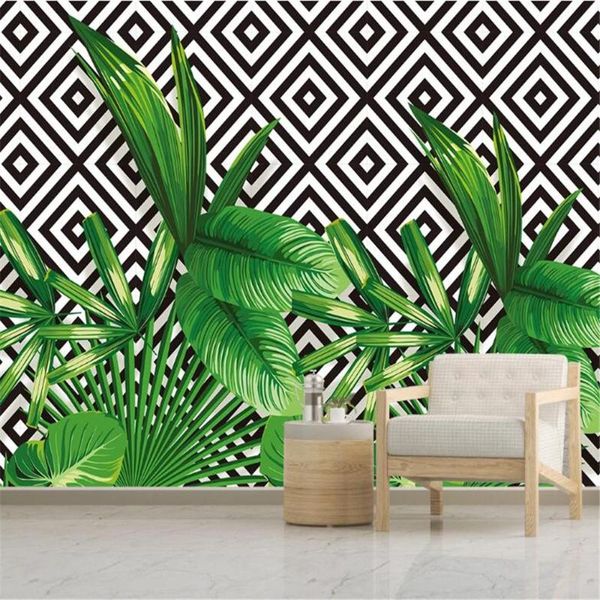

wallpapers milofi custom po wall paper fresh modern minimalist three-dimensional plant geometric mosaic tv background mural