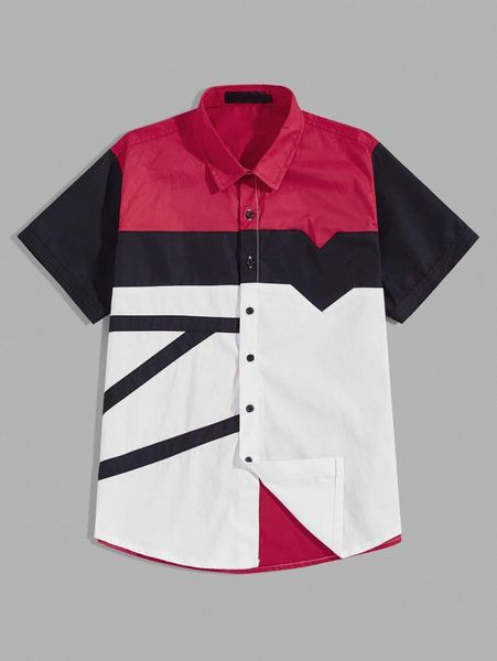 

men color-block button up shirt 990v#, White;black