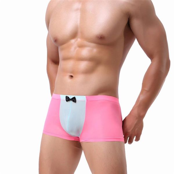

underpants men boxers ice silky underwear male ultra-thin men's tight boxer shorts gentleman's briefs, Black;white