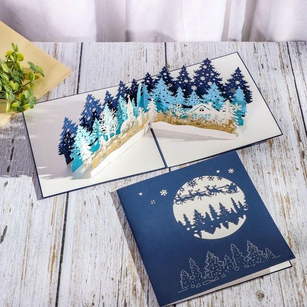 

greeting cards merry christmas tree winter gift -up decorati