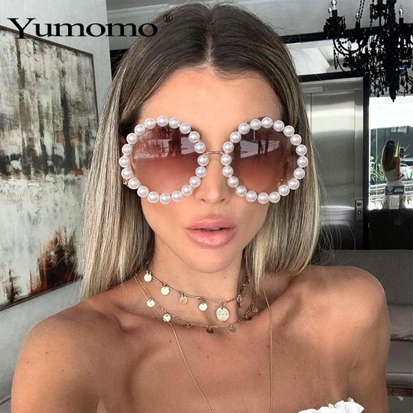 

new trend designer sunglasses fashion women big frame retro pearls sun glasses female plastic frame eyeswear, White;black