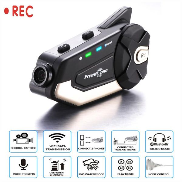 

motorcycle intercom helmet bluetooth headset camera 1080p hd wireless wifi 4.1 conn app tacking for rider