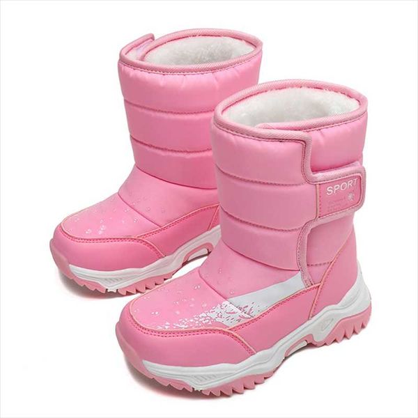 

boots kids snow plush warm baby toddler girls shoes fur waterproof antiskid boys ankle child winter, Black;grey