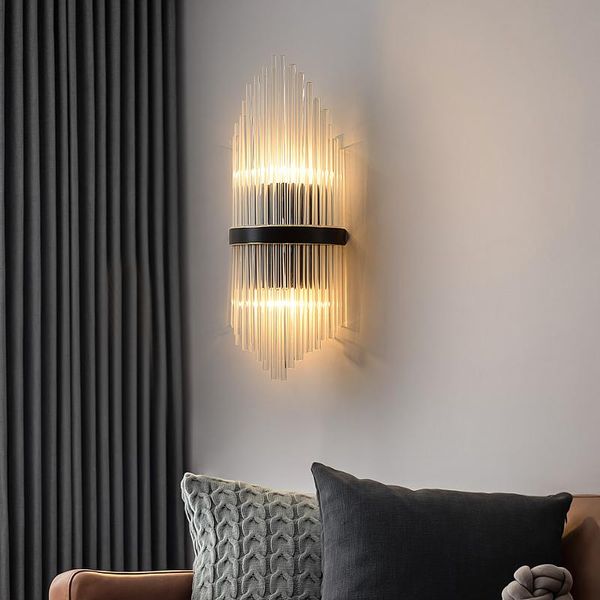 

modern luxury led crystal wall lamp for living room bedroom bedside corridor aisle copper black golden sconce lighting fixtures