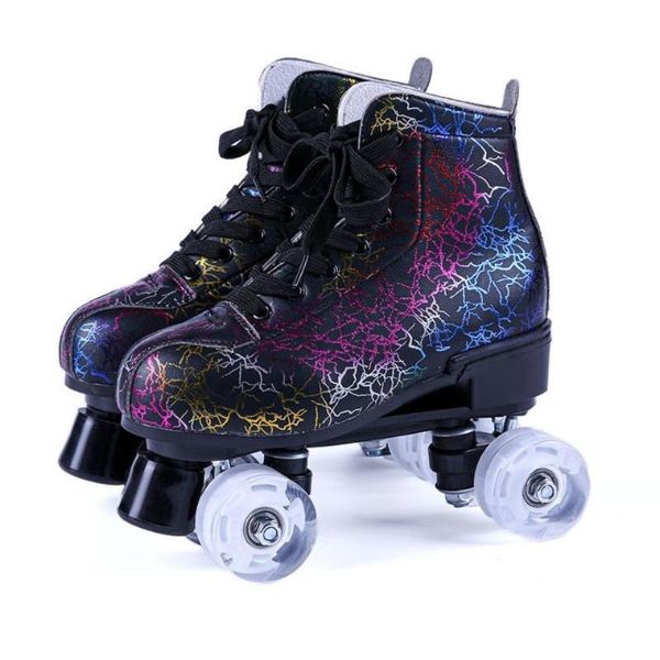

inline & roller skates 2021 style luxury print double row pulley 4-wheel shoes woman man patines outdoor sports sneakers europe size
