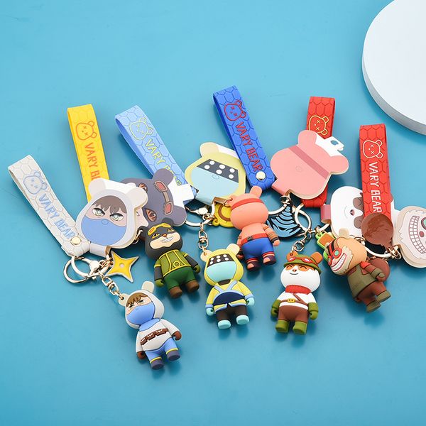 

2021 fashion keychain genuine creative cartoon doll cute doll bag pendant car key chain options, Slivery;golden