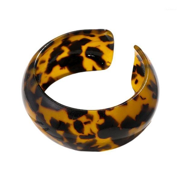 

fashion leopard bangle acetate plate opening wide women jewelry1, Black