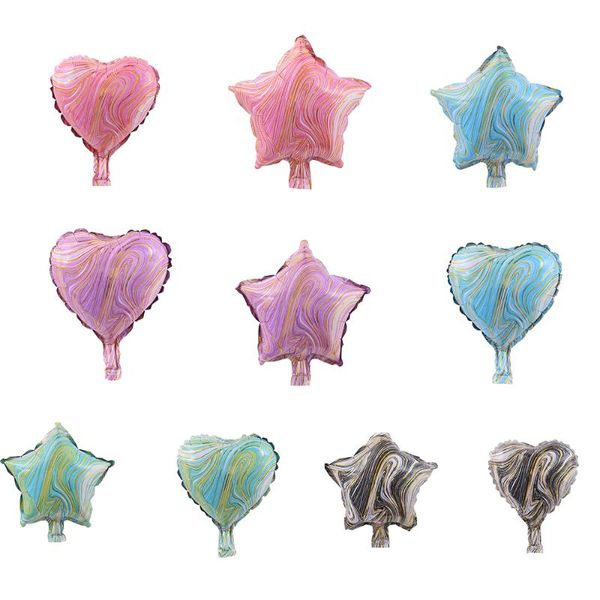 

party decoration 10 pcs/set inch agate aluminum foil love star balloon rainbow color heart ball birthday baby shower wedding