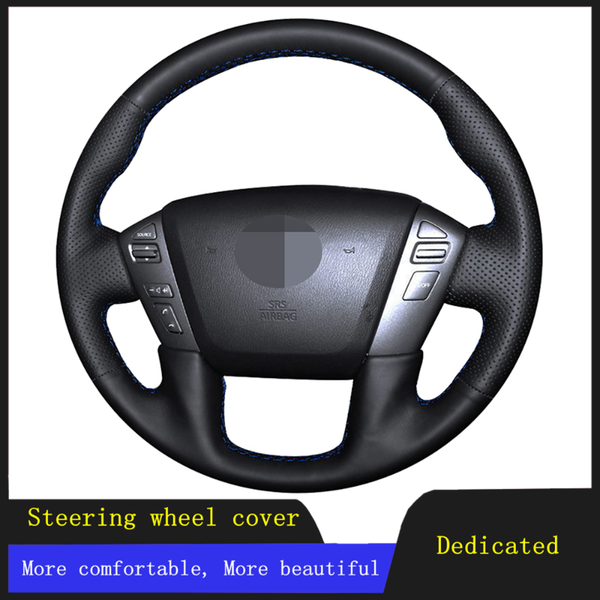 

steering wheel covers car cover black hand-stitched soft artificial leather for nv cargo armada passenger (us) titan