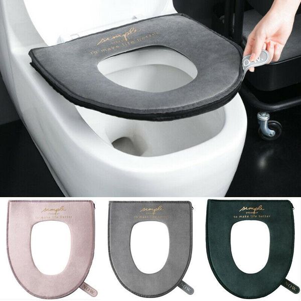 

bathroom toilet seat mat closestool winter comfortable soft heated washable warmer cover pad cushion with lifters covers