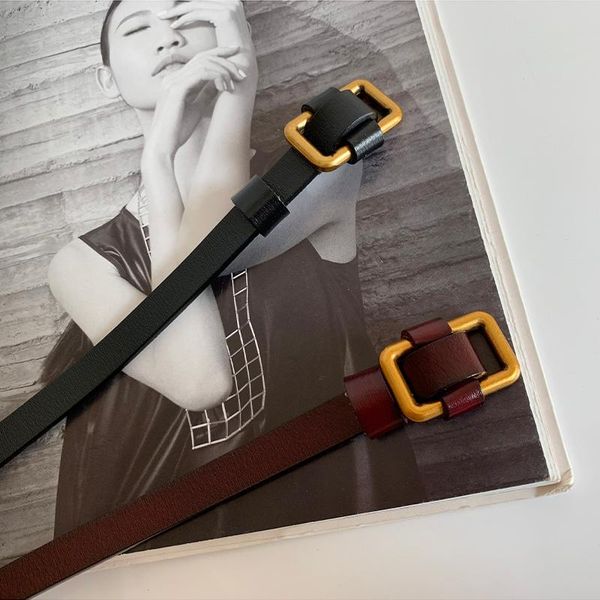 

fashion women's retro leather belts women leisure waistband black coffee, Black;brown